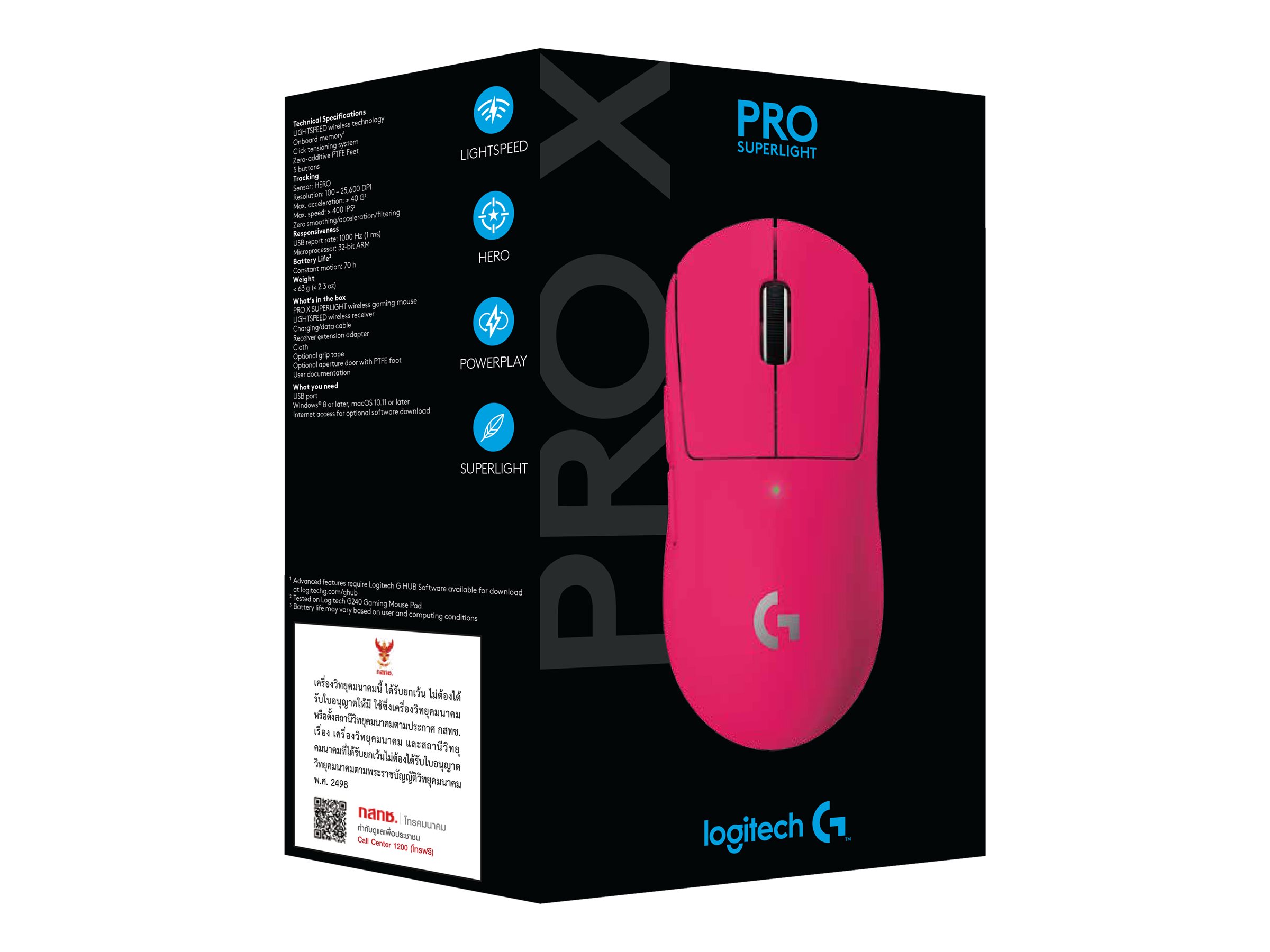 Logitech G PRO X SUPERLIGHT Kabellose Gaming-Maus Magenta