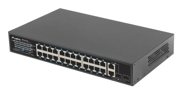 Lanberg RSFE-24P-2C-250 Unmanaged Switch 24x 100Mbit PoE+ 250W 19" Rack Schwarz