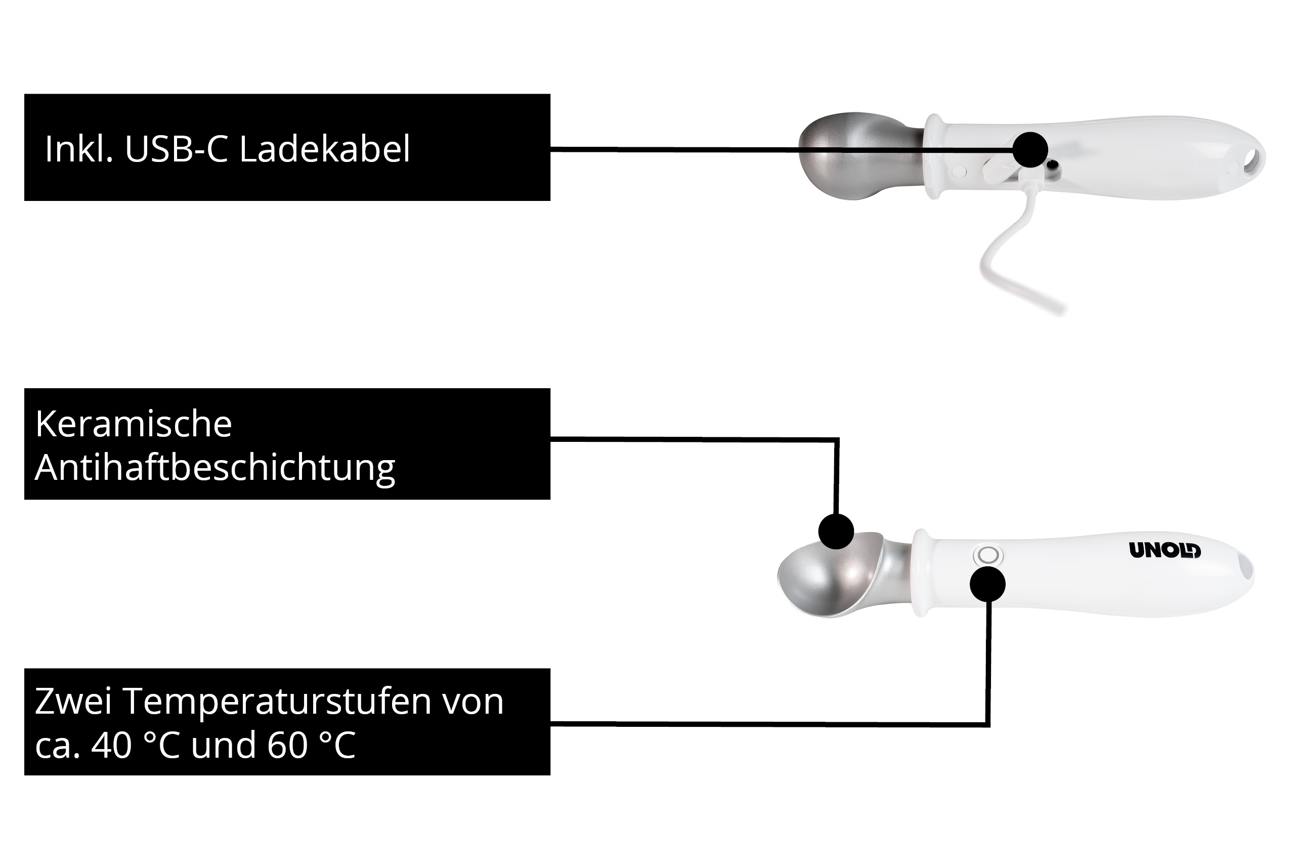 Unold Carlo beheizter Eisportionierer Weiß