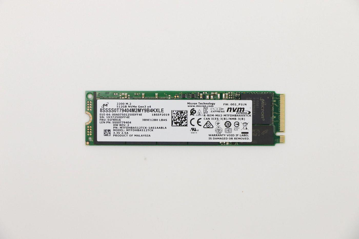 Lenovo Micron 2200 512GB M.2 PCIe 2280 MTFDHBA512TCK-1AS1AAB (01FR916) (geöffnet)