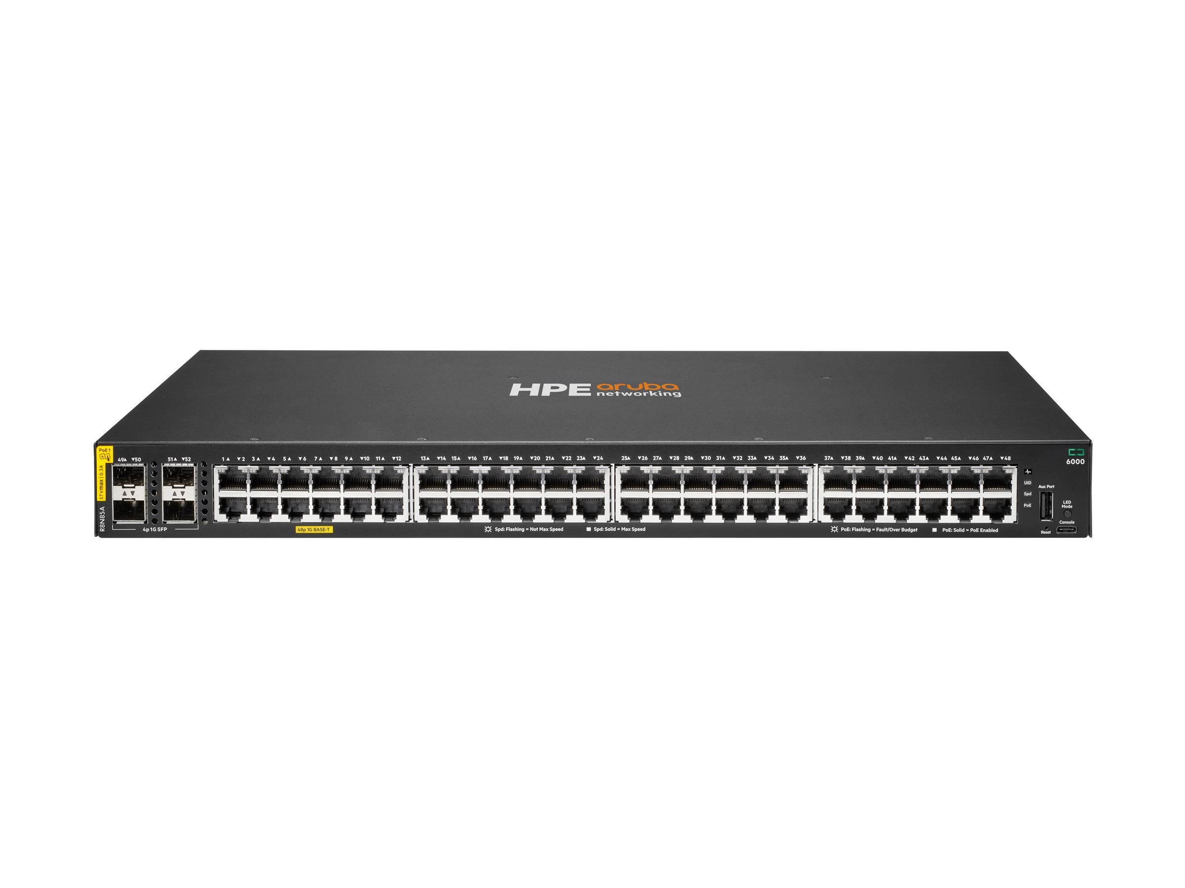 HPE Aruba CX 6000 48G Class4 PoE 4SFP 370W Managed Switch Schwarz
