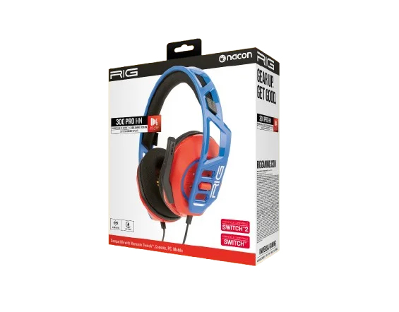 NACON RIG 300 Pro HN Gaming-Headset Nintendo Switch Kabelgebunden 3,5 mm Klinke 40 mm Treiber Rot, Blau