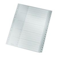 LEITZ Kunststoff-Register, Zahlen, A4 Überbreite, 1-20, grau 20-teilig, PP, 0,12 mm, mit beschriftbarem Deckblatt aus (1284-00-00)