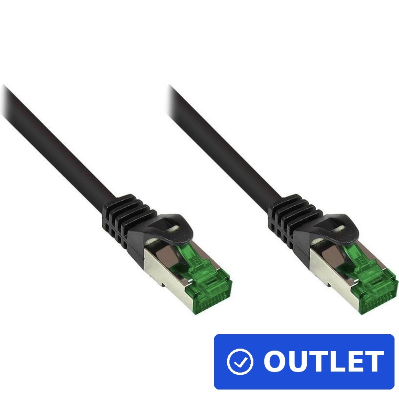 RNS® Patchkabel mit Rastnasenschutz, Outdoor (IP66), Cat.6A, S/FTP, PiMF, 500MHz, CU, schwarz, 100 m, Good Connections® (8062-H1000S) (geöffnet)