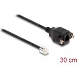 Delock Kabel RJ10 Stecker zu RJ10 Buchse zum Einbau 30 cm schwarz (87956)