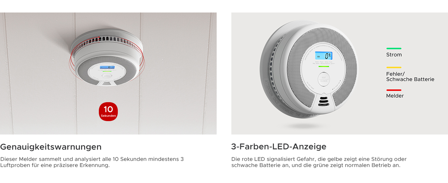X-Sense SC07 Rauch- und Kohlenmonoxidmelder Kabellos 85 dB Weiß Grau