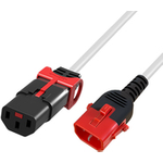 ACT Powercord C13 - C14 Dual IEC LOCK white 3 m (AK5510)