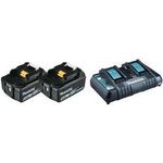 Makita DC18RD Batterieladegerät + Batterie 2 x (197629-2)