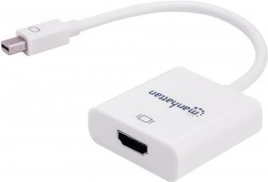 MANHATTAN Aktiver Mini-DisplayPort auf HDMI-Adapter Mini-DisplayPort-Stecker auf HDMI-Buchse, 4K@60Hz, weiß, Polybagverpackung (151474)