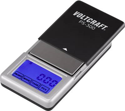 VOLTCRAFT VC-8912595 PS-200 Taschenwaage Wägebereich (max.) 200 g Ablesbarkeit 0.01 g batteriebetrieben Schwarz, Silber (VC-8912595)