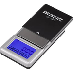 VOLTCRAFT VC-8912595 PS-200 Taschenwaage Wägebereich (max.) 200 g Ablesbarkeit 0.01 g batteriebetrieben Schwarz, Silber (VC-8912595)