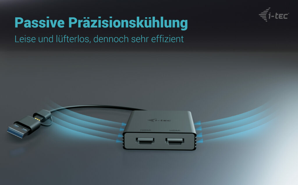 i-tec CADUAL4KHDMI Dual HDMI Videoadapter USB-A/USB-C 4K 60 Hz Schwarz