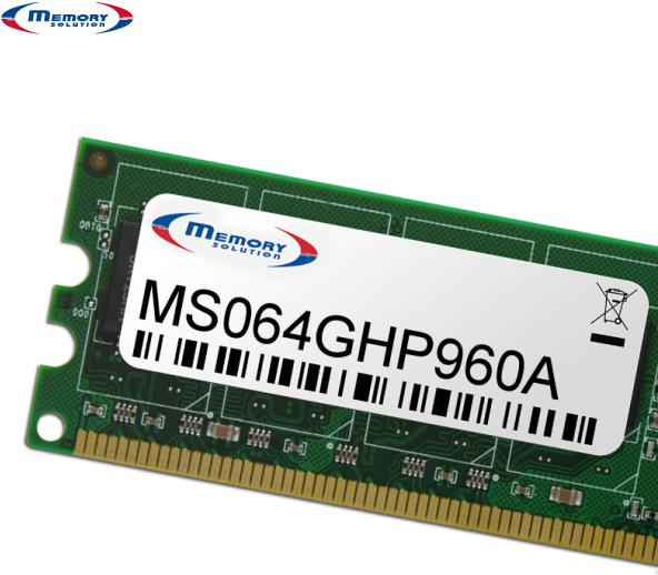 Memory Solution MS064GHP960A. RAM-Speicher: 64 GB, Komponente für: PC / Server, Speicherkanäle: Quad. Kompatible Produkte: HP ProLiant BL660c G9 (805358-B21)