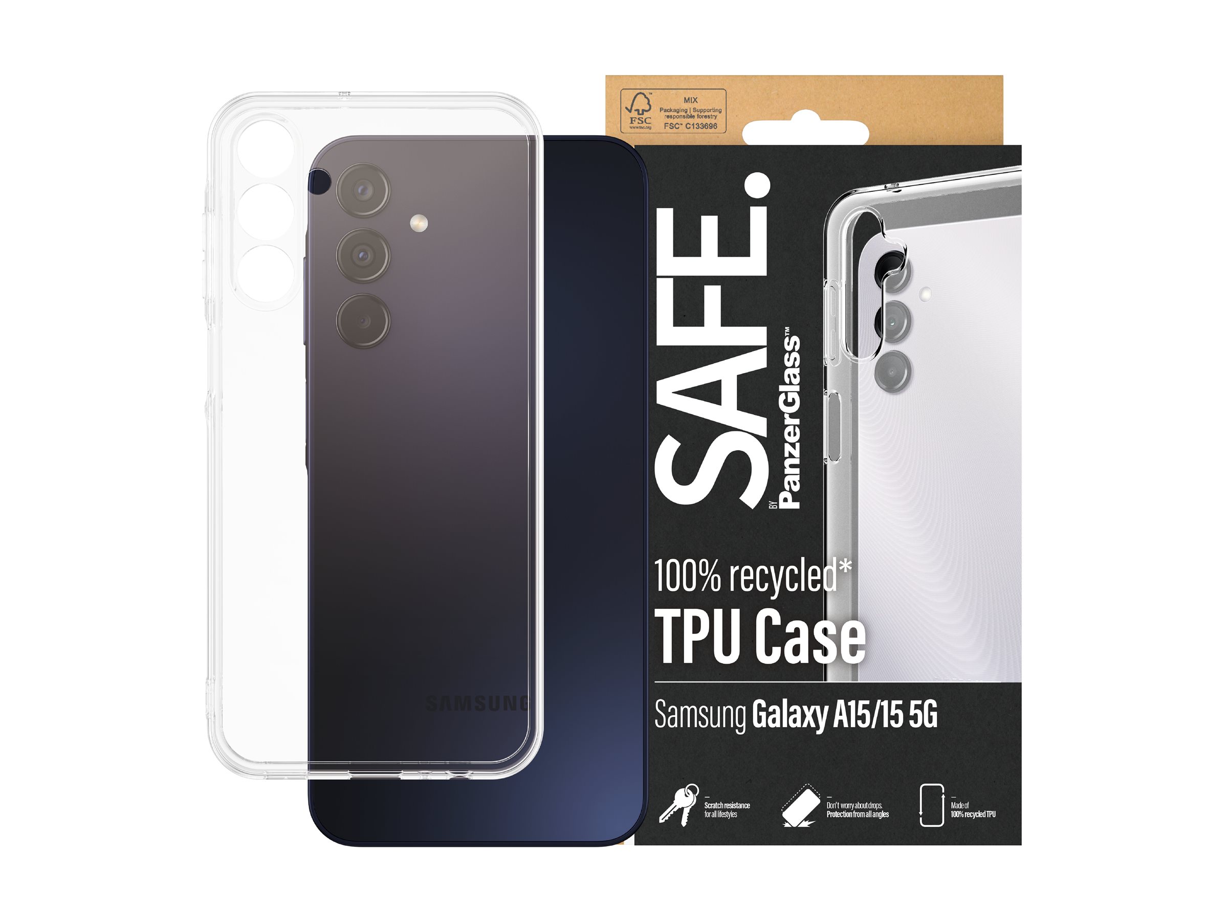 PanzerGlass SAFE. by PanzerGlass TPU Hülle für Samsung Galaxy A15 / A15 5G Transparent