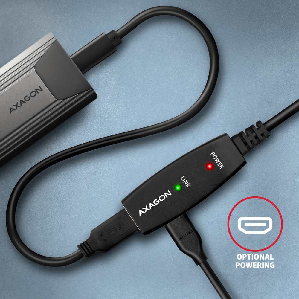AXAGON ADR-305 USB 3.2 Gen 1 Aktives USB-Verlängerungskabel 5 m Schwarz