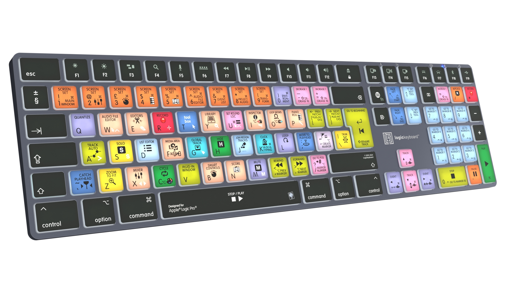 Logickeyboard Apple Logic Pro X2 Titan Mac Tastatur Bluetooth QWERTZ Deutsch Grau Titan