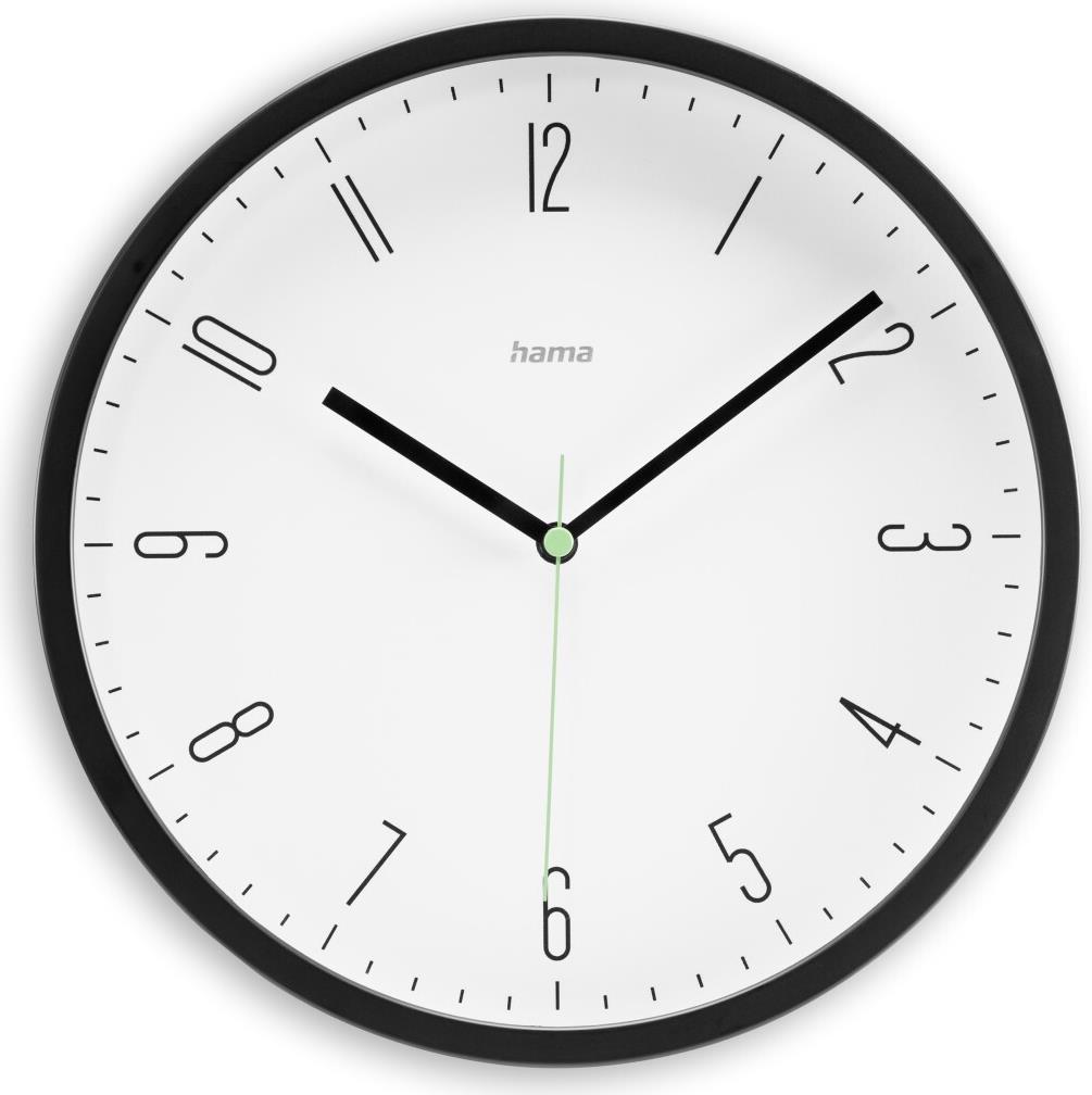 Hama Wanduhr Capri, Quarzuhr, analog, modern, Ø 25 cm, Schwarz (00185882)