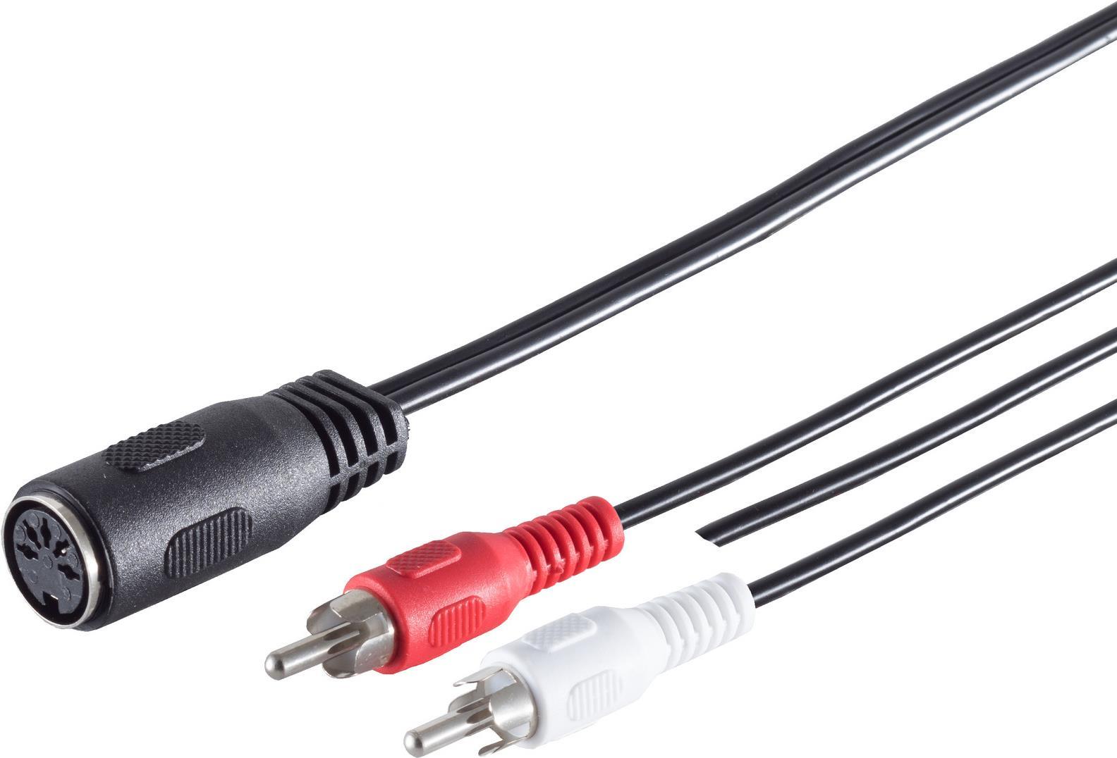 S/CONN maximum connectivity Diodenkabel-DIN Kabel-Diodenkupplung 5-pol. auf 2 Cinchstecker,Kabelschuh, 0,2m (10521)