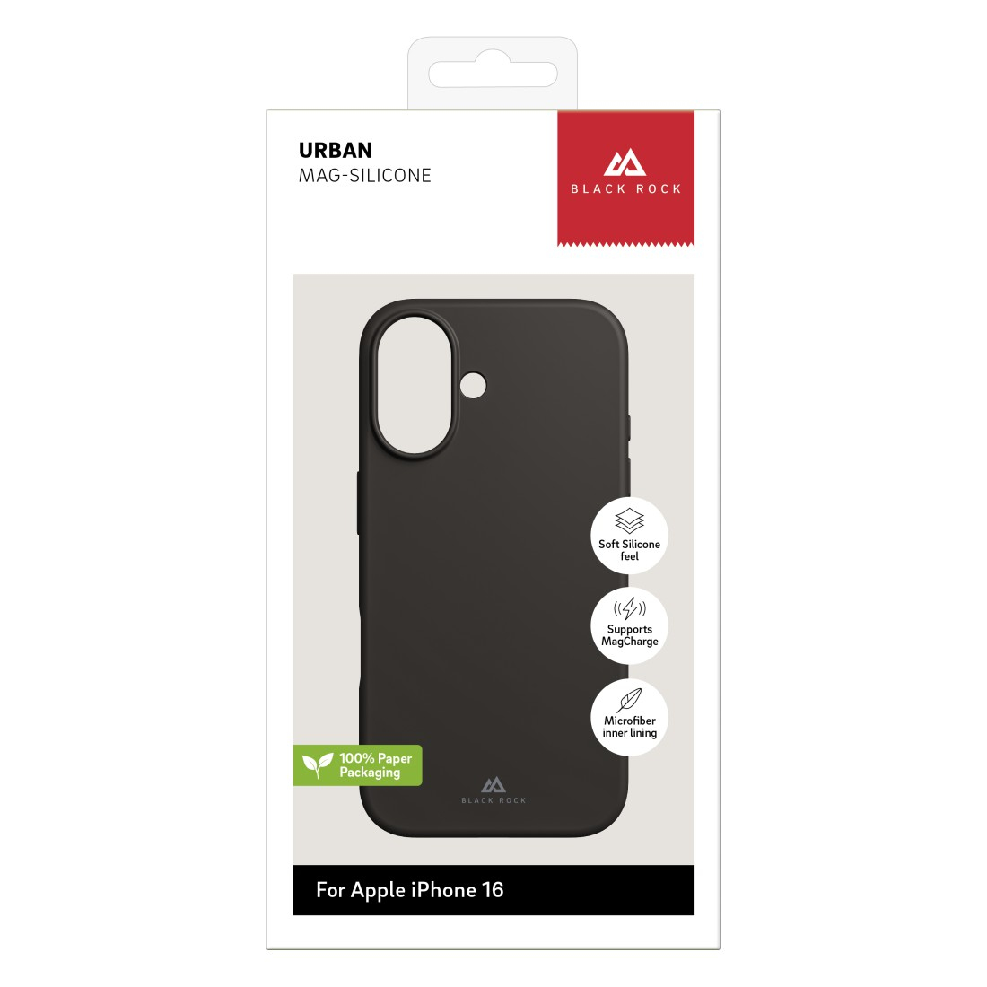 Black Rock Mag Urban Case für Apple iPhone 16 Silikon Schwarz