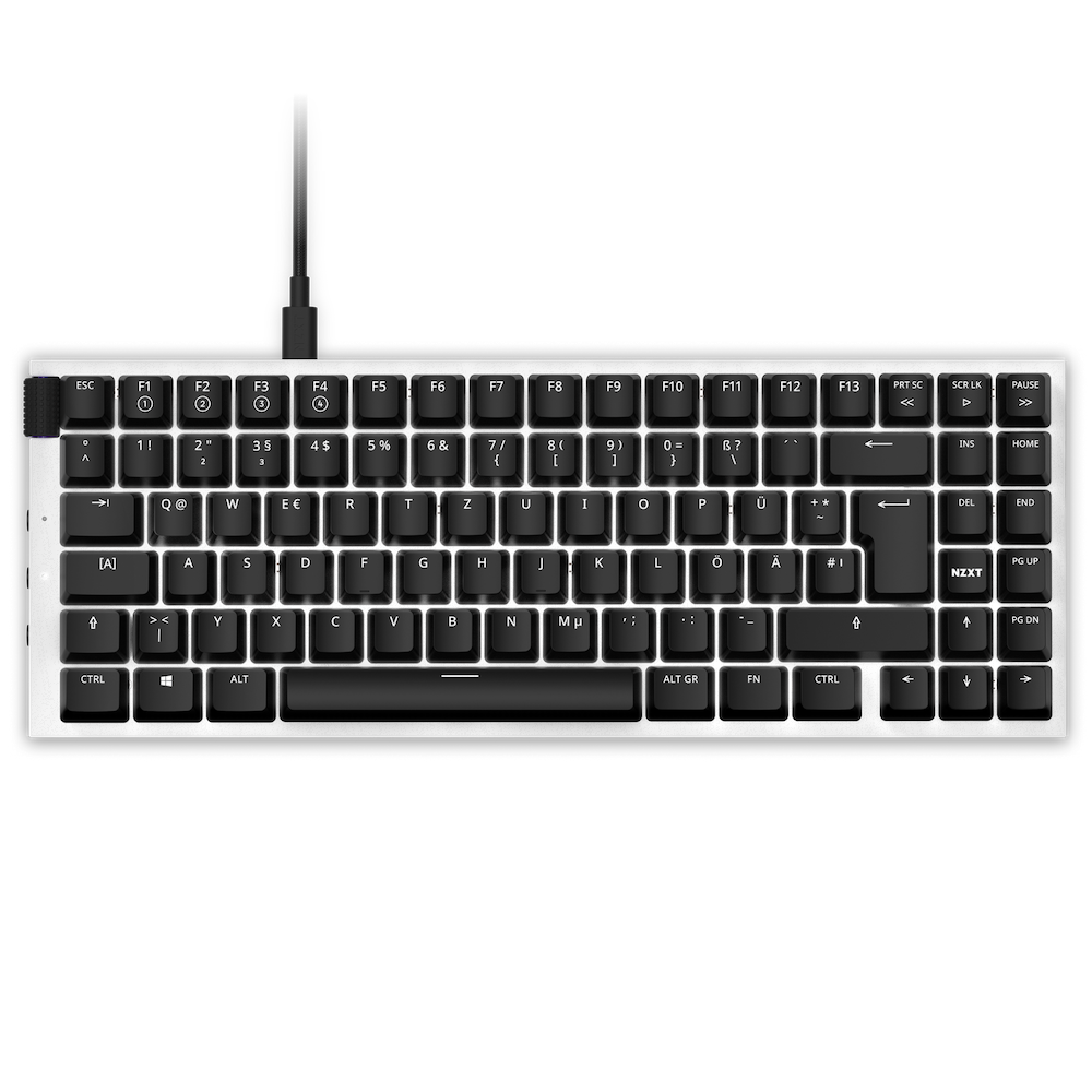 NZXT Function MiniTKL Tastatur USB QWERTZ Deutsch Schwarz - Weiß (KB-175DE-WR) (geöffnet)
