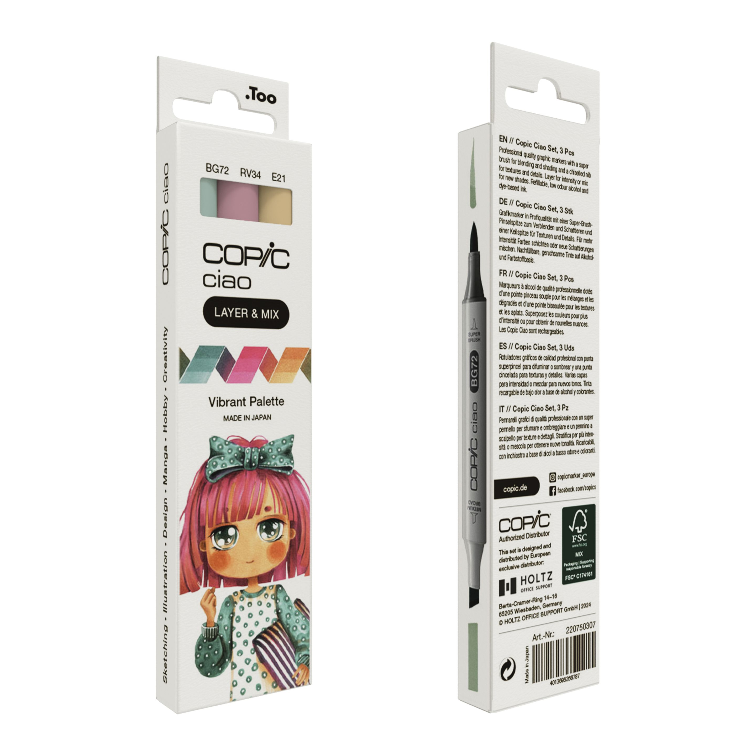 COPIC Ciao Vibrant Palette Layoutmarker-Set 3 Stück 1,0 + 6,0 mm Mehrfarbig
