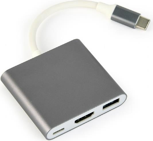 Gembird A-CM-HDMIF-02-SG cable gender changer USB-C/USB-C HDMI/USB-A Grau (A-CM-HDMIF-02-SG)
