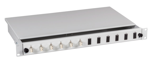 EFB Elektronik Spleißbox LC 50/125µ OM3 nicht ausziehbar 12 Pigtails 6 Kupplungen Grau