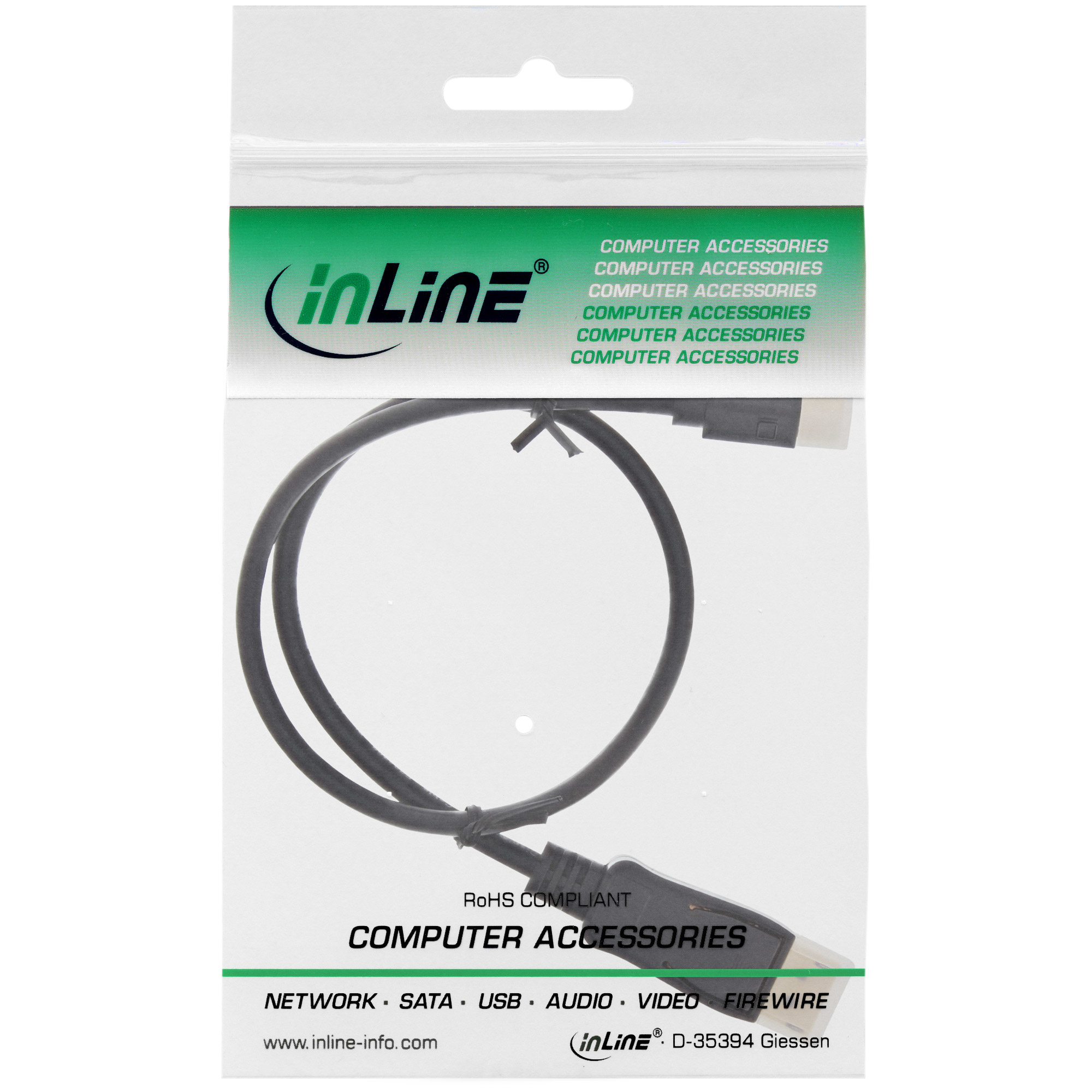 InLine DisplayPort-Kabel Mini DisplayPort zu DisplayPort 1.2 3 m 4K Schwarz