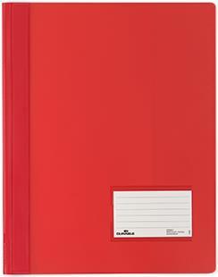 DURABLE Schnellhefter DURALUX, DIN A4, rot-transluzent PVC, überbreit, aus transluzenter Folie, Vorderdeckel mit - 25 Stück (2680-03)