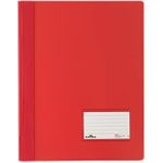 DURABLE Schnellhefter DURALUX, DIN A4, rot-transluzent PVC, überbreit, aus transluzenter Folie, Vorderdeckel mit - 25 Stück (2680-03)