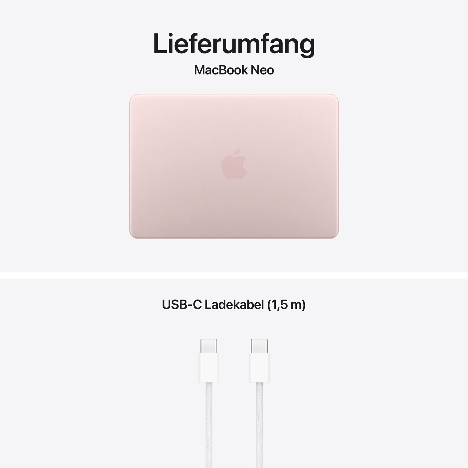 Apple 13'' MacBook Neo: Apple A18 Pro Chip mit 6‑core CPU und 5‑core GPU, 8GB, 512GB SSD, Touch ID - Rosa