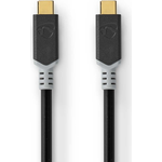 Nedis CCBW64020AT10. Kabellänge: 1 m, Anschluss 1: USB C, Anschluss 2: USB C, USB-Version: USB4 Gen 2x2, Maximale Datenübertragungsrate: 2000 Mbit/s, Produktfarbe: Schwarz, Silber (CCBW64020AT10)
