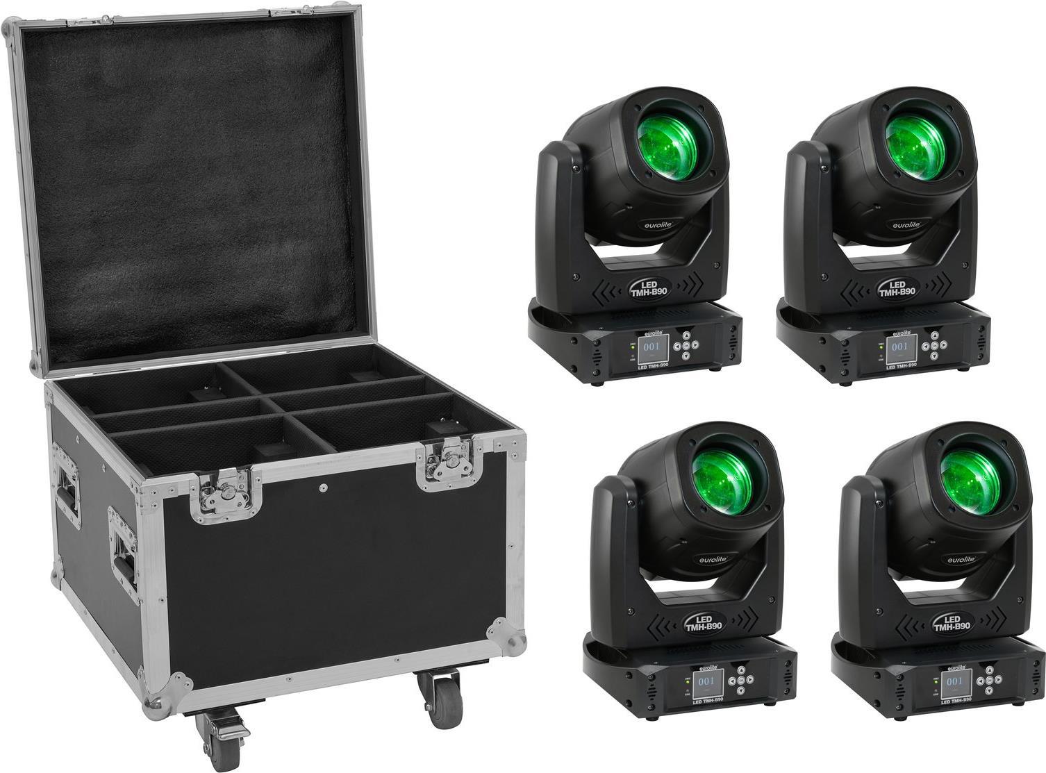 EUROLITE Set 4x LED TMH-B90 + Case mit Rollen (20000931)