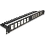 Delock 19" Keystone Patchpanel 24 Port gewinkelt mit Entlastungsschiene (67042)