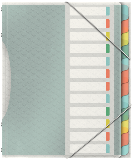 Esselte Ordnungsmappe Colour'Ice, A4, PP, 12 Fächer 3 Schutzklappen am Rückdeckel, transparentes Design mit - 1 Stück (626256)