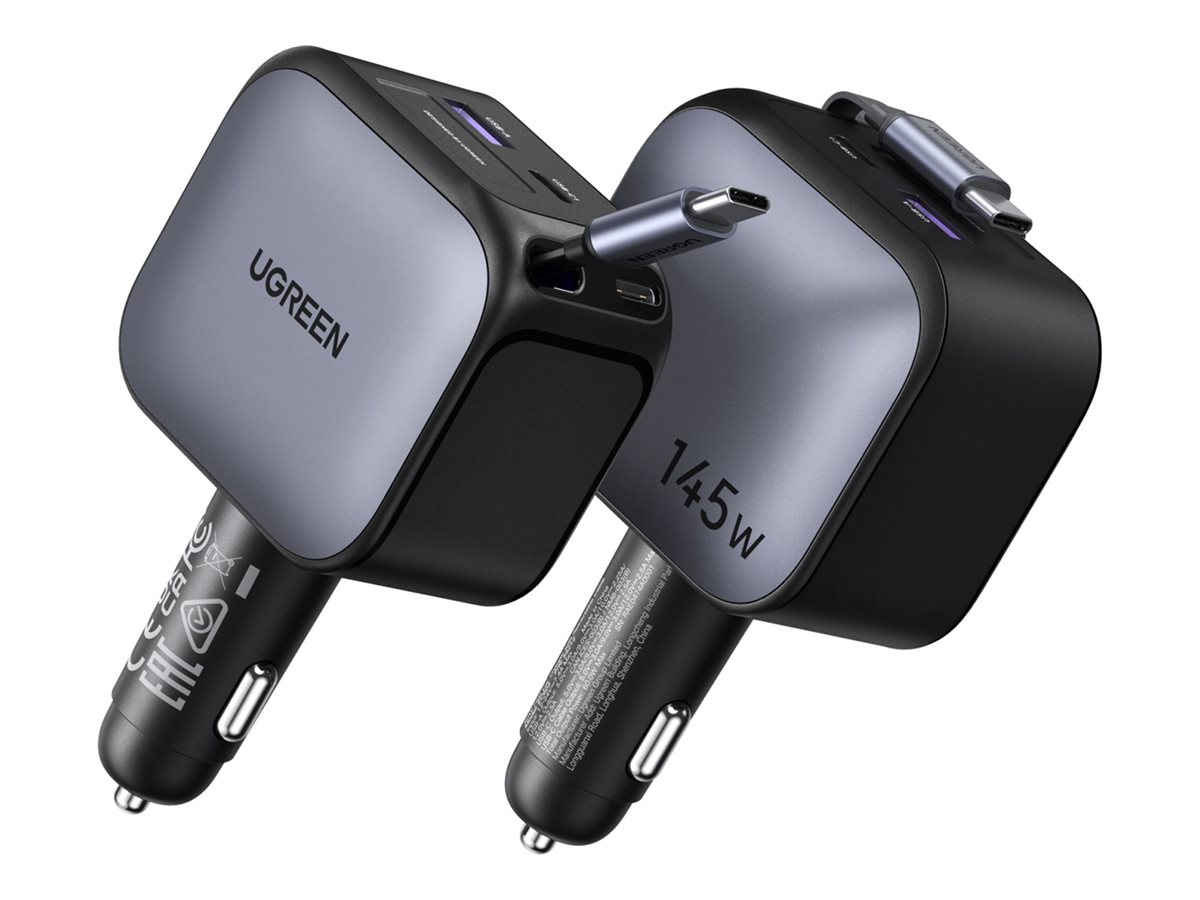 Ugreen Nexode EC604 Auto-Netzteil 145 W 4 Anschlüsse USB-C USB-A Space-grau