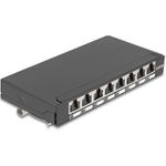 Delock Mini Desktop Patchpanel RJ45 Buchse 8 Port Cat.6A geschirmt schwarz - zur Montage an (90573)