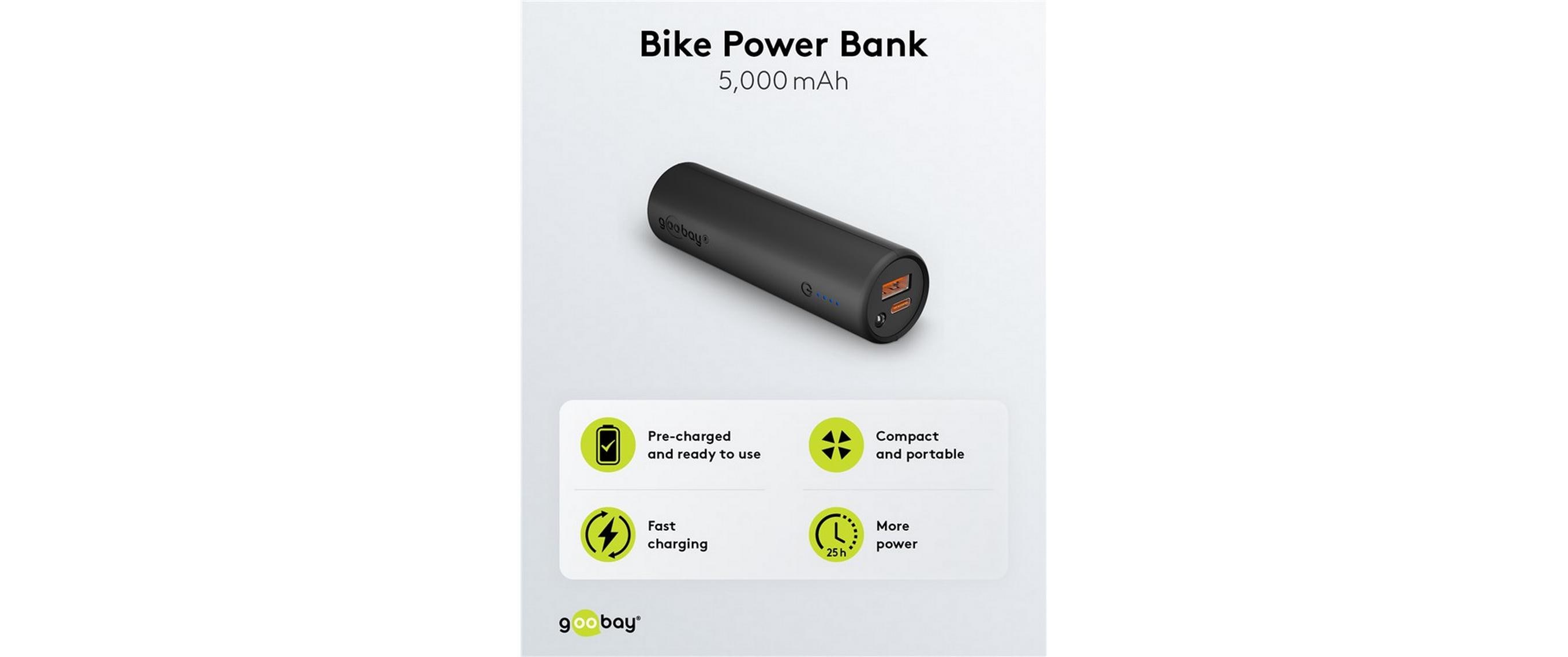 Goobay Bike-Powerbank 5.0 5000 mAh 18 W Schwarz