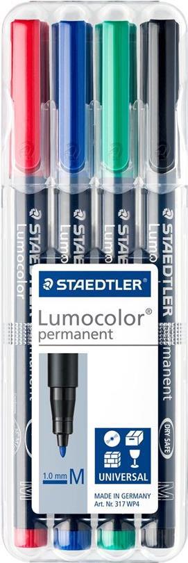 STAEDTLER Lumocolor 317 Permanentmarker 1 mm Schwarz, Rot, Blau, Grün