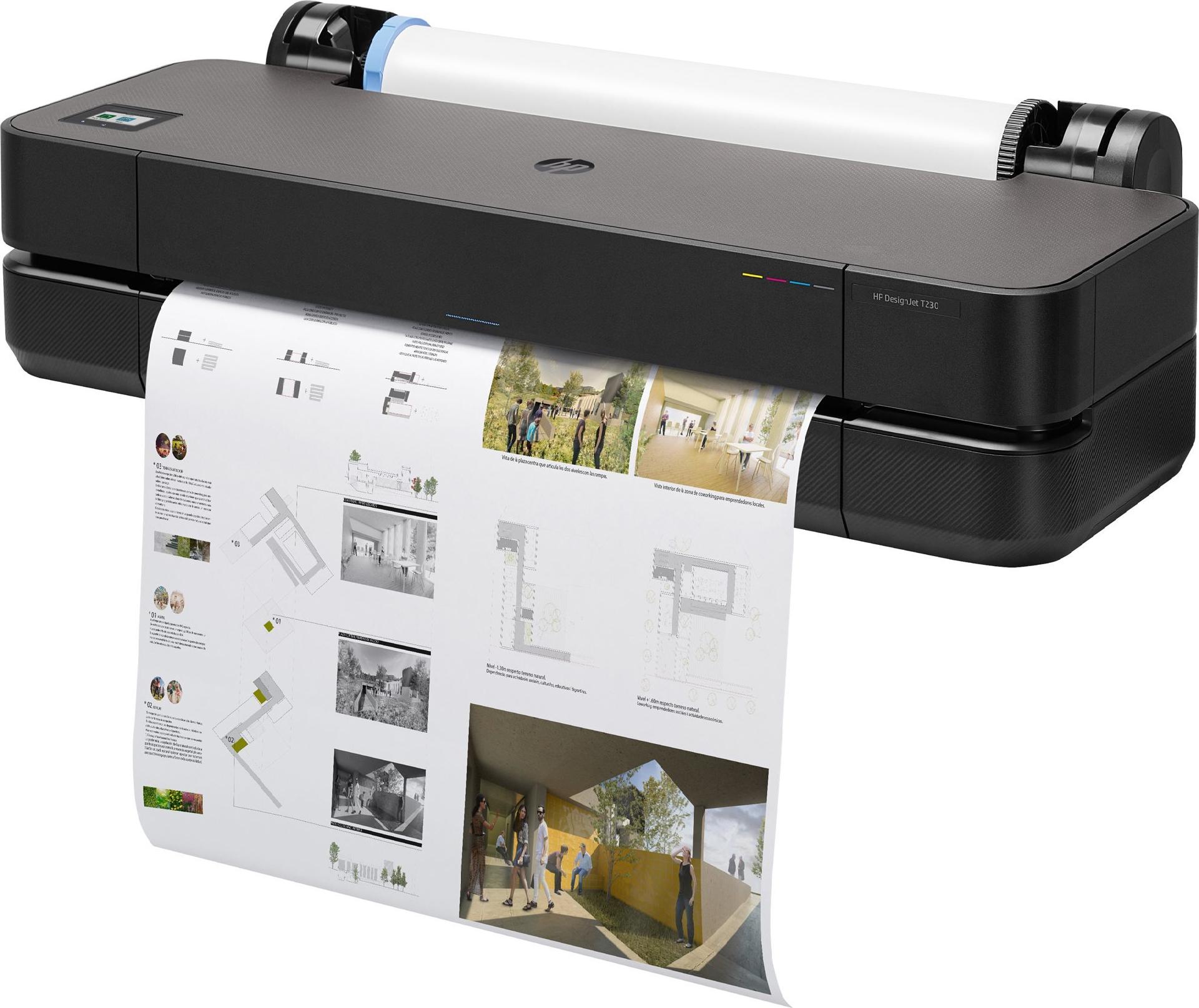 HP DesignJet T230 24" Großformatdrucker Tintenstrahl Farbe 2400 x 1200 dpi LAN WLAN Schwarz/Grau