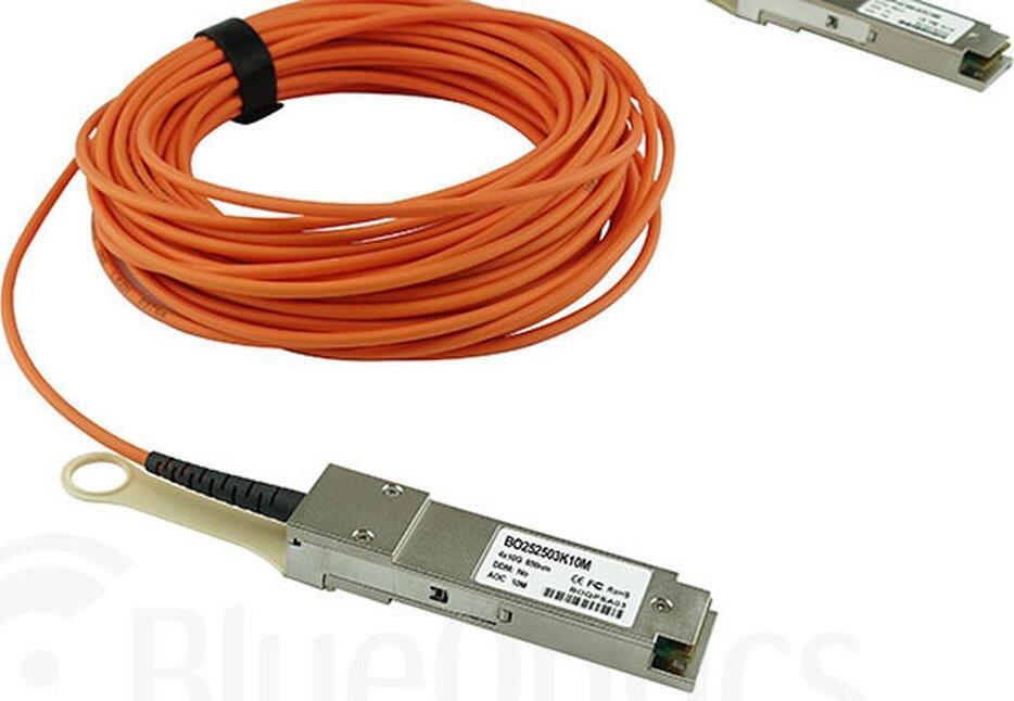 BlueOptics© Aktives Optisches Kabel, 4 Kanal QSFP, 40GBASE-SR4, 7 Meter, Multimode 50/125µm, OM2, Markenfaser, orange, rund 3.0mm Tube (BO252503K7M-BO)