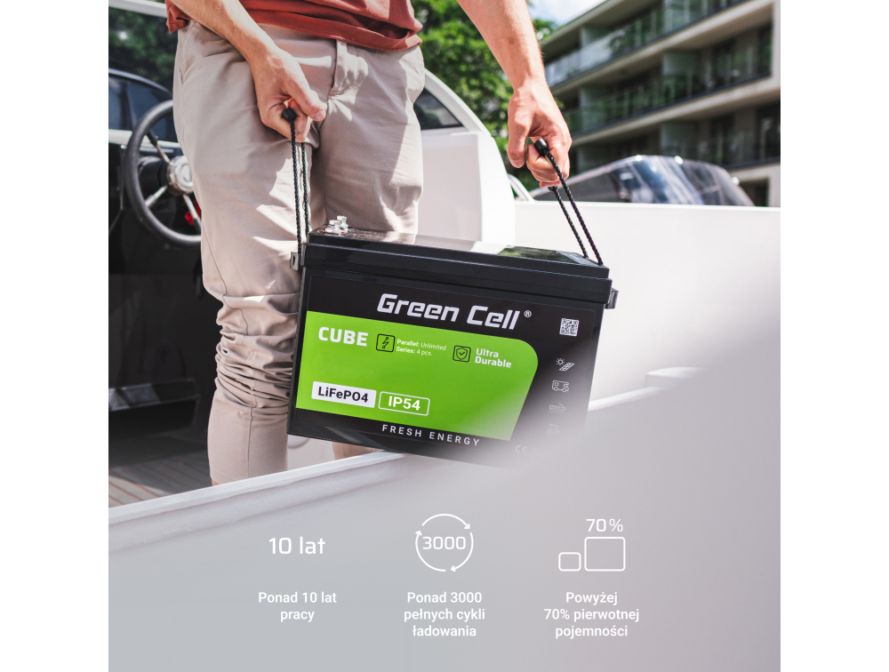 Green Cell CUBE LiFePO4 USV-Akku 12,8 V 80 Ah Schraubkontakt Schwarz/Grün