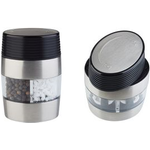 APS 2in1 Salz- und Pfeffermühle, silber / transparent aus Edelstahl / Acryl, Keramik-Mahlwerk, Mahlgrad - 1 Stück (40544)
