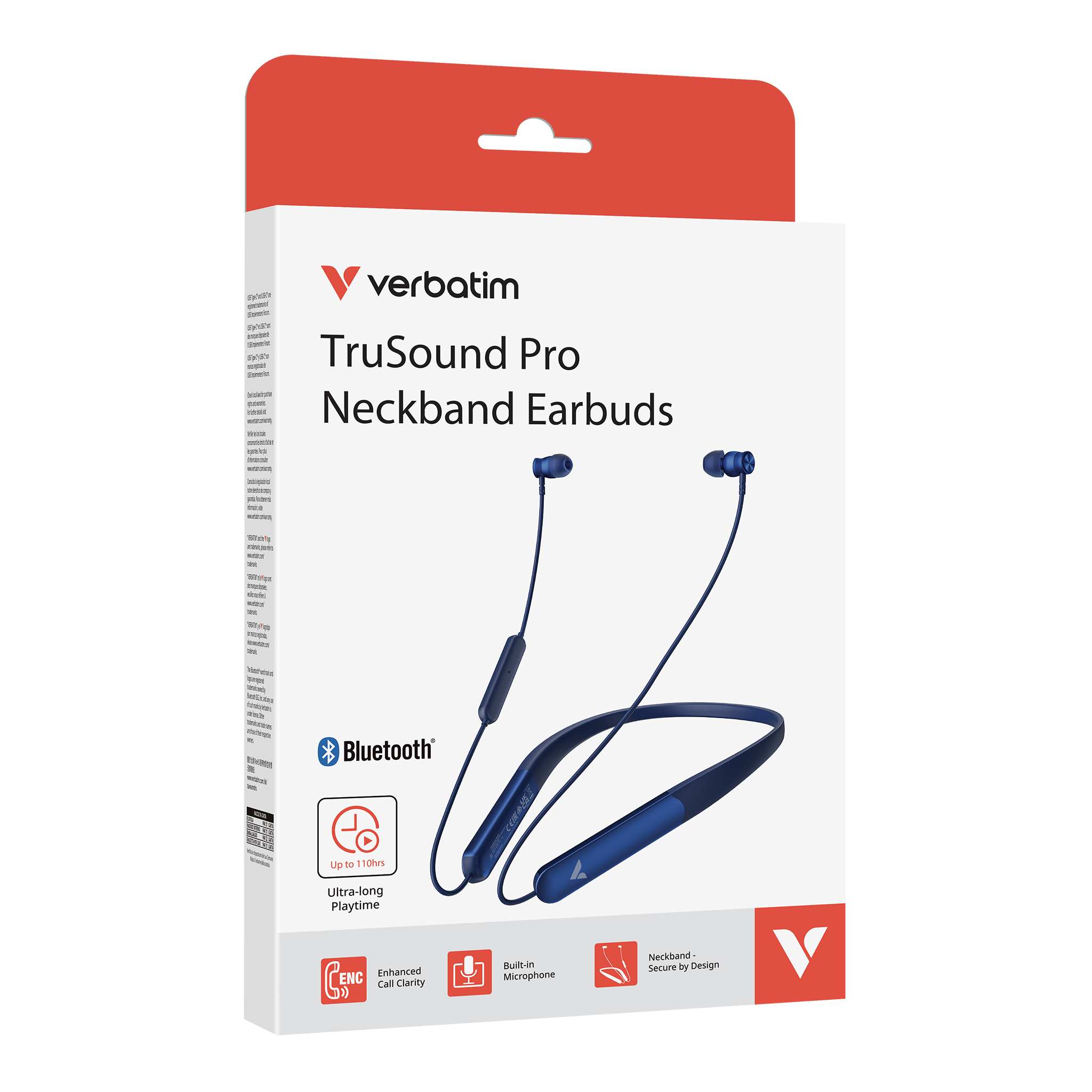Verbatim TruSound Pro Neckband Bluetooth Kopfhörer USB Typ-C Blau