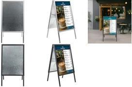 EUROPEL Kundenstopper ECONOMY OUTDOOR, DIN A1, schwarz schwarzer Rahmen aus Aluminium, mit 32-mm-Klapprahmen, - 1 Stück (355106)