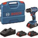 Bosch Akku-Bohrschrauber GSR 18V-45 Professional 18Volt blau/schwarz 3x Li-Ion Akku (0615A5002N)