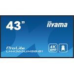 iiyama ProLite LH4365UHSB-B1, 4K, USB, RS232, Ethernet, WLAN, Android, Kit (RS232), schwarz TFT Monitor, 16:9, Bildschirmdiagonale: 107,9 cm (42,5''), Auflösung: 3840x2160 Pixel, VESA Mount (200x200 mm), Lautsprecher, Reaktionszeit: 8ms, Helligkeit 800 cd, Blickwinkel 178/178°(H/V), Kontrast: 1200:1, USB, RS232, Ethernet, WLAN (802.11ac), Audio, Display-Port, HDMI, Android (11), inkl.: Kabel (RS232, HDMI), Netzteil, Netzkabel, Fernbedienung, QSG, Farbe: schwarz (LH4365UHSB-B1)