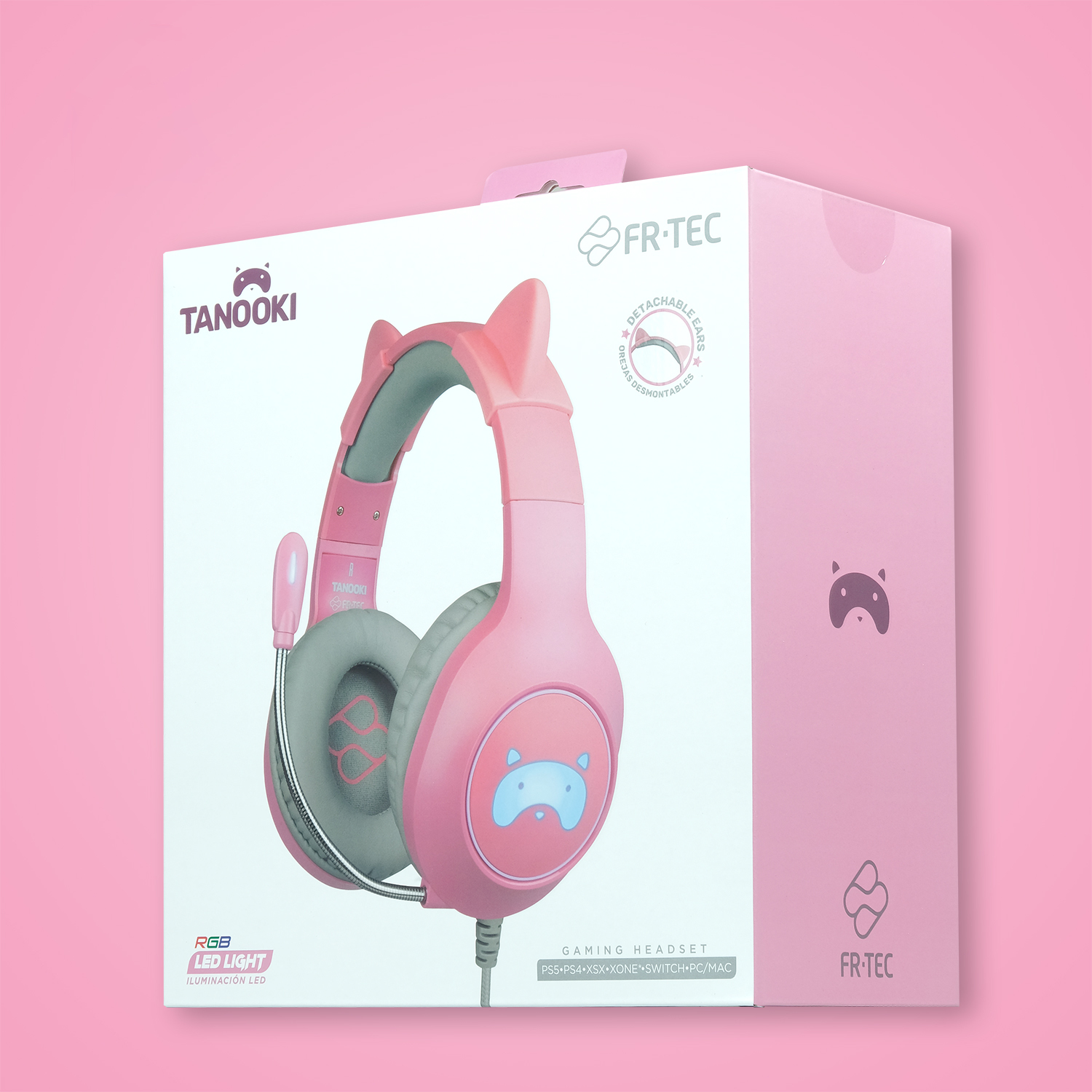 Blade Tanooki Gaming Headset Kabelgebunden Grau, Pink