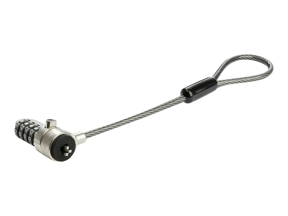 StarTech.com Laptop Kabelschloss-Verlängerung – 15 cm, K-Slot, 4-stelliges Zahlenschloss – Schwarz, Silber