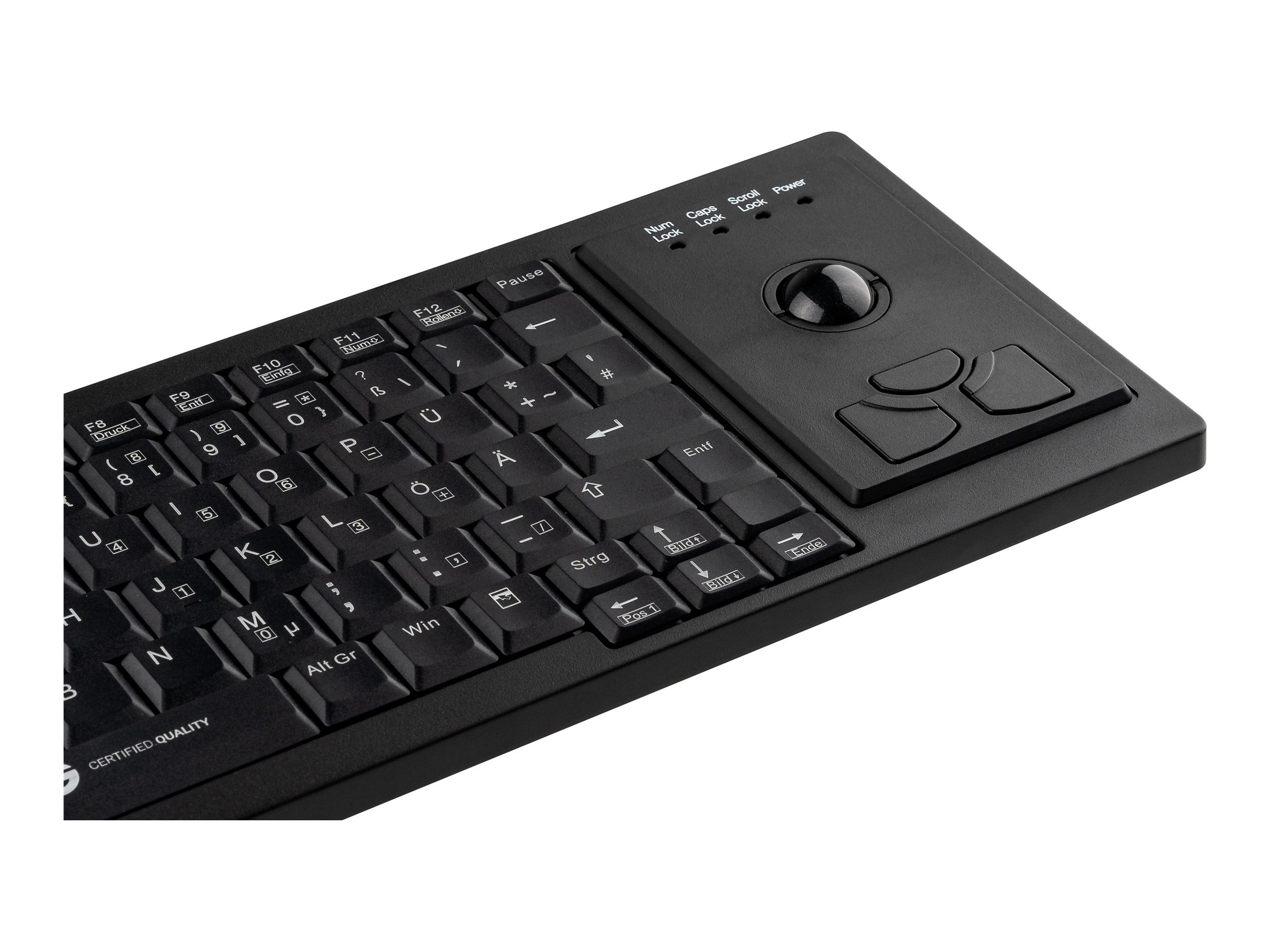 GETT CleanType Xtra Roll Kabelgebundene Tastatur USB QWERTZ Deutsch 75% TKL mit Trackball Schwarz